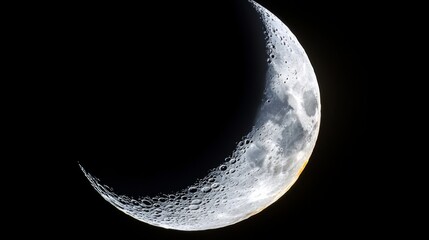 A stunning crescent moon illuminated against a dark night sky