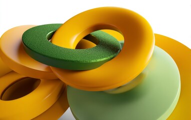 3D Colorful Abstract Rings Isolated on White Background