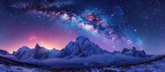 Milky Way Over Snowy Mountains
