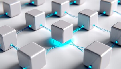 Obraz premium Modern Data Network with Active Cube Connection