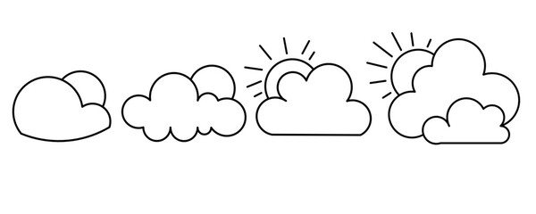 sunny cloud icon sheet vector symbol of weather illustration