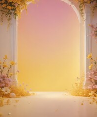 Dreamy yellow-to-pastel gradient backdrop, perfect for whimsical fantasy scenes , illustration, fade, fairy