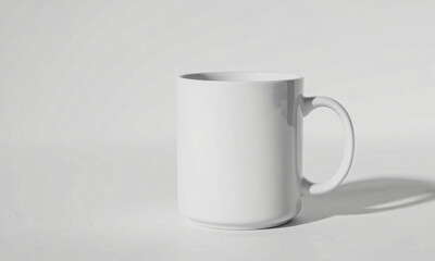 Fototapeta premium isolated white ceramic coffee mug mockup clean studio lighting white background Generative AI