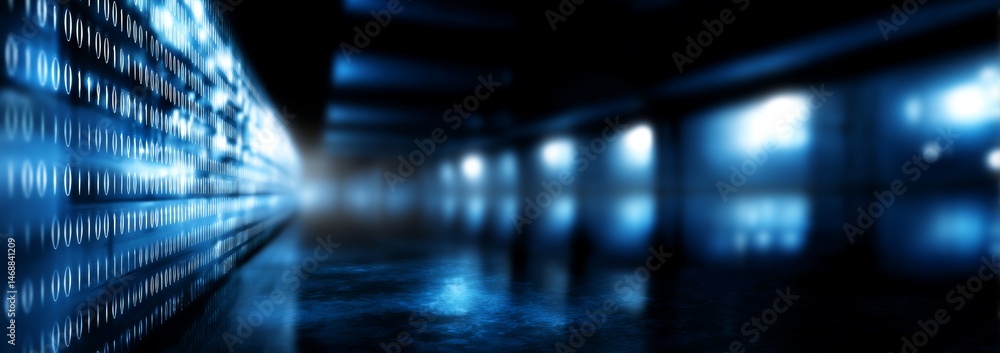 Poster futuristic digital environment with binary code