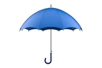 blue Durable Wind-Resistant Umbrella with a Sleek, Contemporary Design, Open Blunt Showing its Taut Canopy J-Shaped Handle, for Urban Use, Weather Protection on a PNG Transparent Background