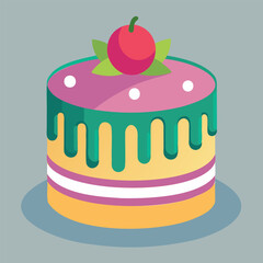 Vector simple illustration of cake with berries in the center