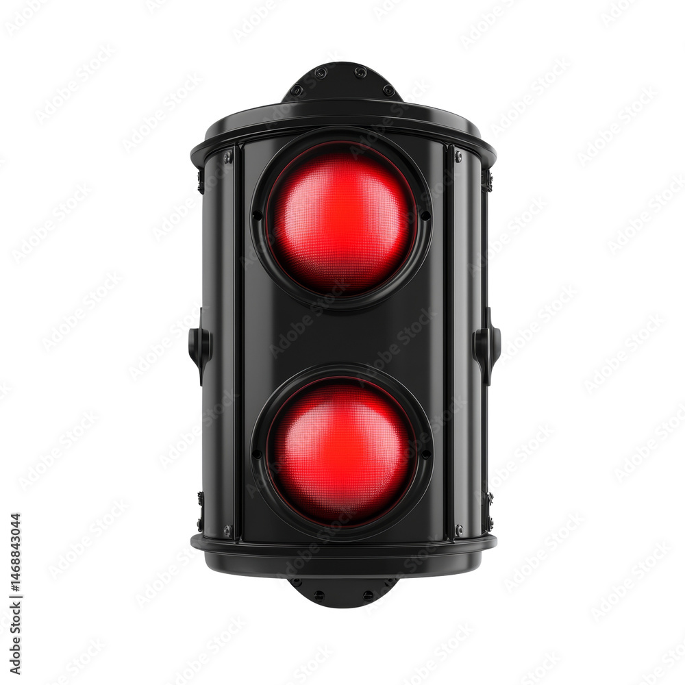 Poster traffic alert: a close up view of bright red stop lights illuminating