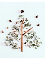 Elegant Christmas Pine Decoration with Natural Berries and Copper Accents