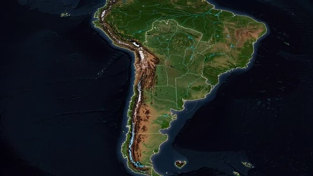 South America Satellite Map High Resolution Detailed View