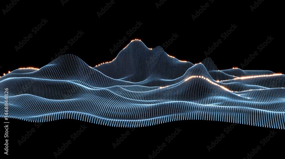 Aufkleber abstract digital landscape. data visualization of undulating terrain