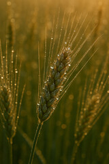 Fototapeta premium poetic ear of wheat after rain 