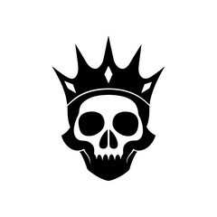 skull with crown silhouette on white background  .svg