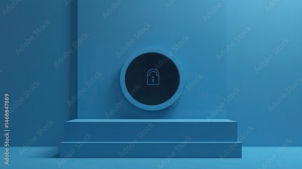 Aufkleber creative lock interface on blue background with mock up place. digital security and protection conce