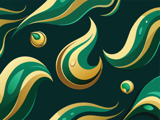Fototapeta premium emerald green background with swirling gold liquid