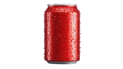 Cold Red Cola Can with Water Droplets Realistic Design Transparent Background