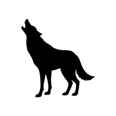wolf howling silhouette on white background  .svg