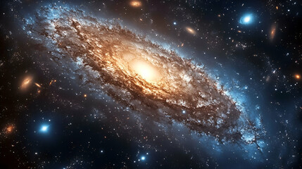 Fototapeta premium Spiral galaxy formation in deep space.