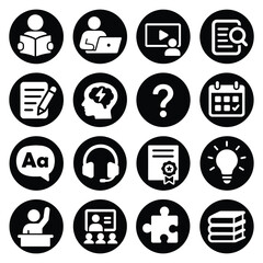 Education Icons Set – Bold Silhouettes
