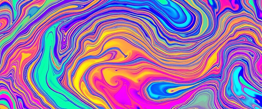 Swirling, iridescent marble-like textures in vibrant hues, design, high resolution
