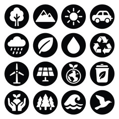 Eco Icons Set – Solid Black Style