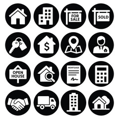 Real Estate Icons Set Silhouette PNG