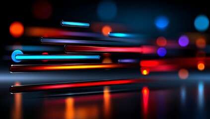 Abstract Digital Background with Code and Neon Lights