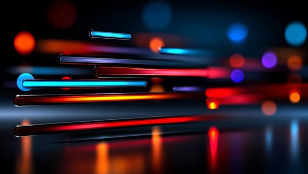 Abstract Digital Background with Code and Neon Lights