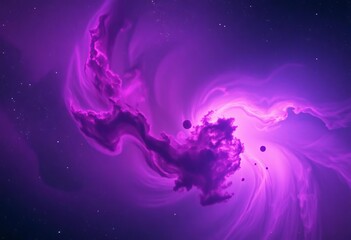 Swirling purple and pink nebulas, interstellar clouds, distant stars form a unique cosmic background, stars, vibrant