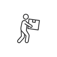 Delivery Person Carrying Box Icon for E-commerce Websites, Shipping Apps, Logistics Services and Instructional Materials