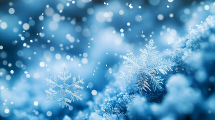 A winter wonderland scene of intricate snowflakes.