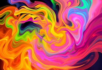 Obraz premium Swirling vibrant rainbow smoke, psychedelic abstract art, spectrum, psychedelic