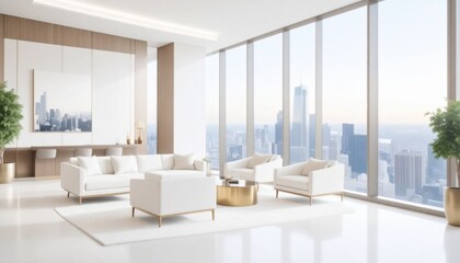 Fototapeta premium Luxurious business lounge with dark wood tones and brass accents