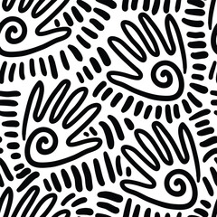 Hand palm doodle seamless pattern with spiral for sticker postcard wallpaper fabric clothing etc