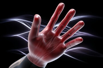Translucent Human Hand with Glowing Veins
