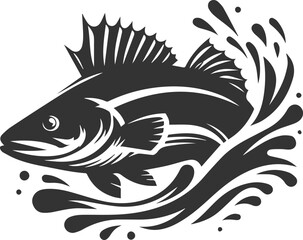 Vector of a walleye fish silhouette black