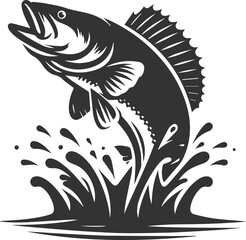 Vector of a walleye fish silhouette black