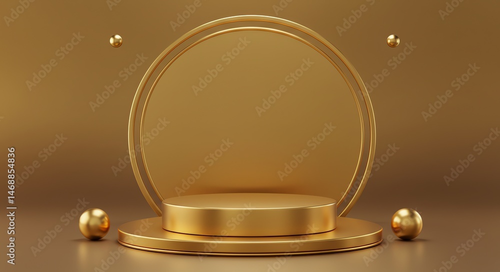 Poster golden display platform with abstract design elements
