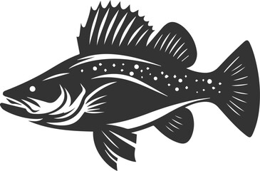 Vector of a walleye fish silhouette black