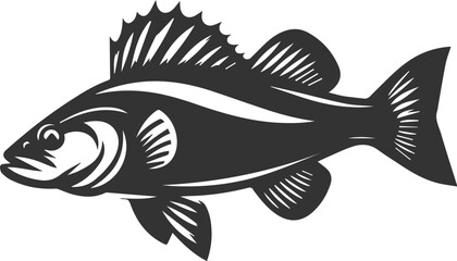 Vector of a walleye fish silhouette black