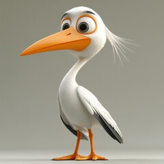 Fototapeta premium A charming, cartoonish stork figure, digitally rendered.