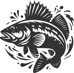 Vector of a walleye fish silhouette black