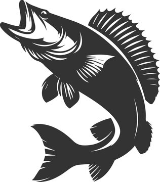 Vector of a walleye fish silhouette black