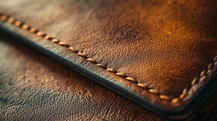 Brown Leather Texture, Detailed Stitch