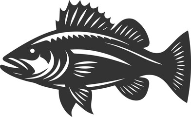Vector of a walleye fish silhouette black