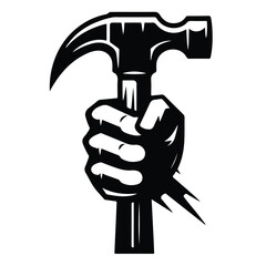 A Strong Hand Holds a Hammer Ready For Work