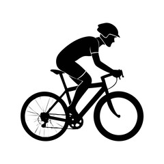 Obraz premium Cyclist Silhouette Vector – Minimalist Black Icon on White Background, cyclist black silhouette vector, Simple silhouette Design vector icon with white background