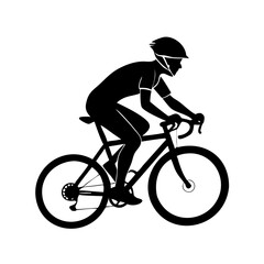 Cyclist Silhouette Vector &ndash; Minimalist Black Icon on White Background, cyclist black silhouette vector, Simple silhouette Design vector icon with white background

