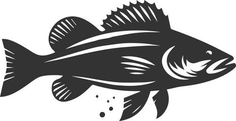 Vector of a walleye fish silhouette black
