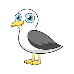 Seagull side view simplistic design vector art illustration 