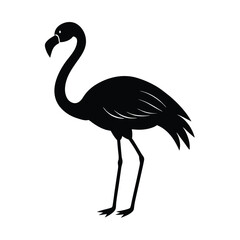Fototapeta premium Black silhouette of a flamingo bird vector art illustration